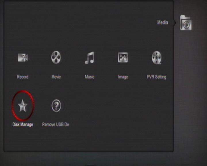 USB Pokud vstoupíte do menu "USB", zobrazí se následující obrazovka: Poznámka: Pokud není k přijímači připojen USB Hard Disk, toto menu není dostupné.