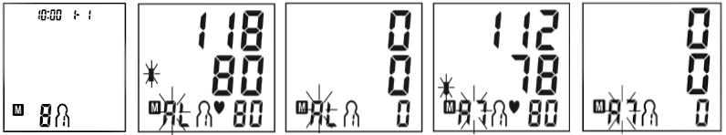 ZOBRAZENÍ ULOŽENÝCH ÚDAJŮ 1. 2. 3. 4. 5. 1. Předešlá měření můžete zobrazit v paměti přístroje stisknutím tlačítka M. LCD displej zobrazí počet uložených měření.