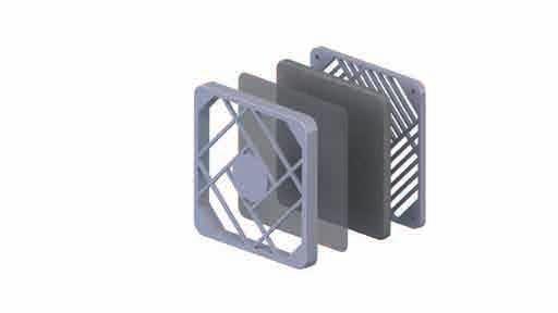 PŘÍSLUŠENSTVÍ PRO VENTILÁTORY Filtry pro ventilátory - sady RCP/RFG/RFC/RFF/RMF Kryt a mřížka filtru : černý polyamid 6.