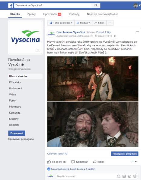 Příspěvky na Facebooku jsou směřovány k široké veřejnosti, a proto je k tomuto účelu využíván oficiální Facebookový účet