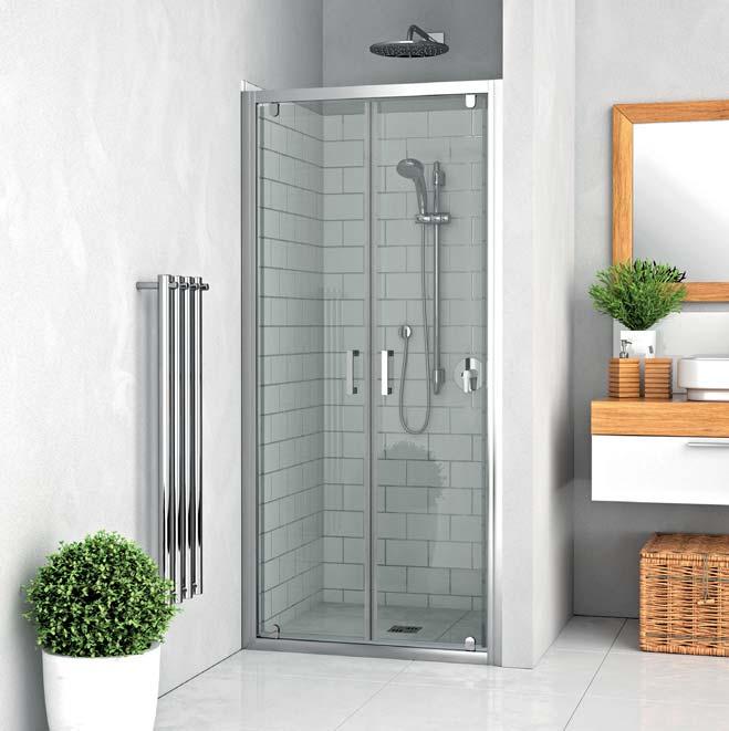 životností a spodním odklápěním pro snažší údržbu sprchového koutu sprchové dveře dvoukřídlé pro instalaci do niky 5 mm ESG Bezpečnostní sklo Transparent 02 / Intimglass 20 Multifunkční