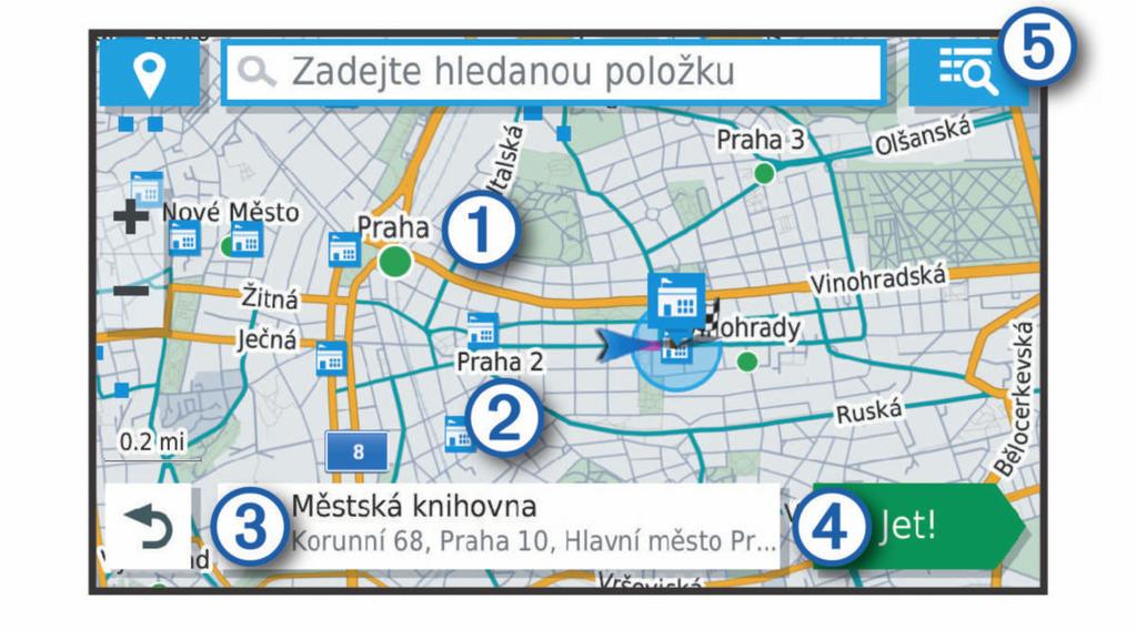. Pokud chcete rychle vyhledat všechny polohy na svém zařízení, zvolte možnost Vyhledat (Hledání polohy prostřednictvím řádku pro vyhledávání, strana 3).