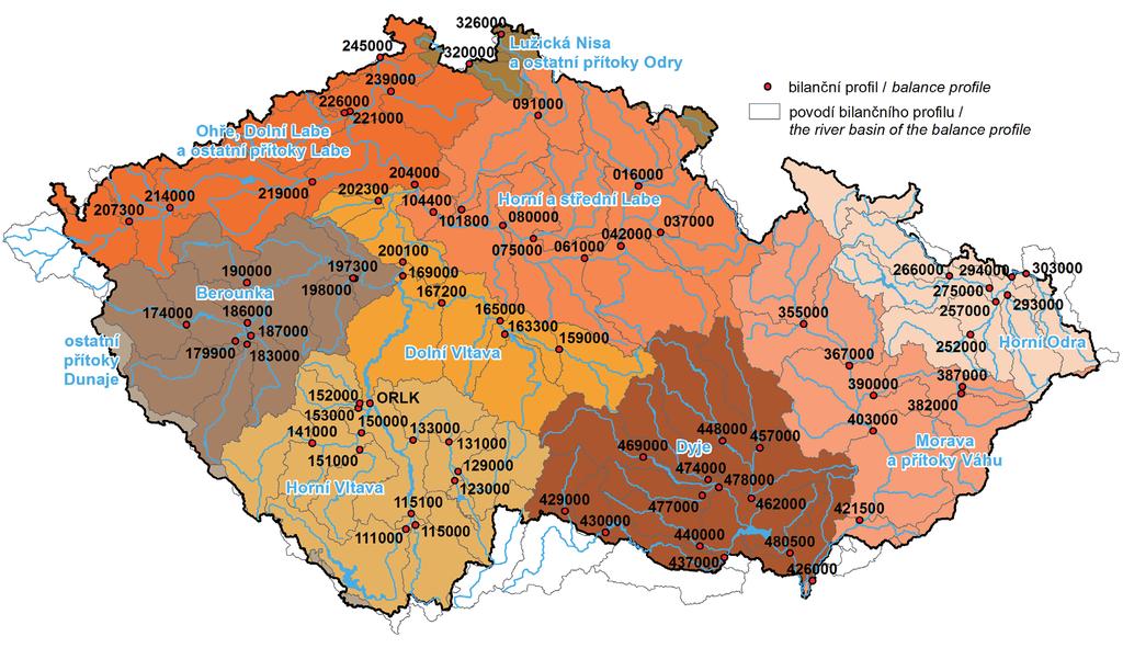 HYDROLOGICKÁ ROČENKA ČESKÉ REPUBLIKY 2017 Mapa II.1 Rozdělení České republiky do dílčích povodí dle vodního zákona. Map II.1 River basin districts in the Czech Republic according to the Water Act.