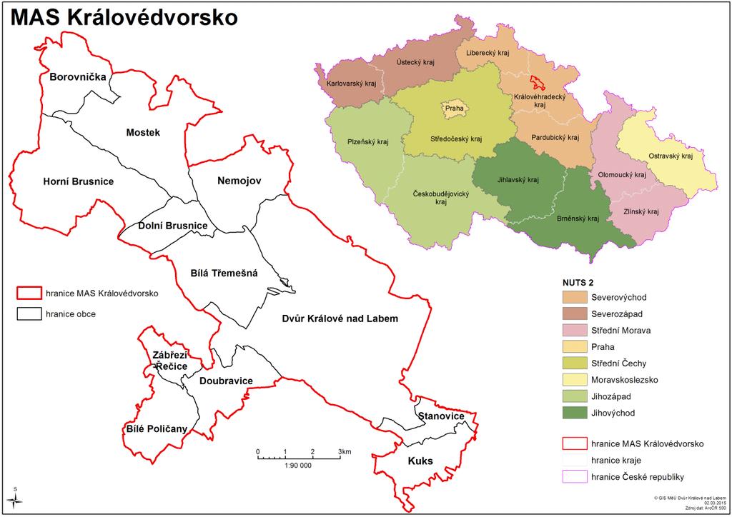 1.1 Vyhodnocení stavu území Území MAS Královédvorsko náleží do regionu soudržnosti (NUTS II) Severovýchod.