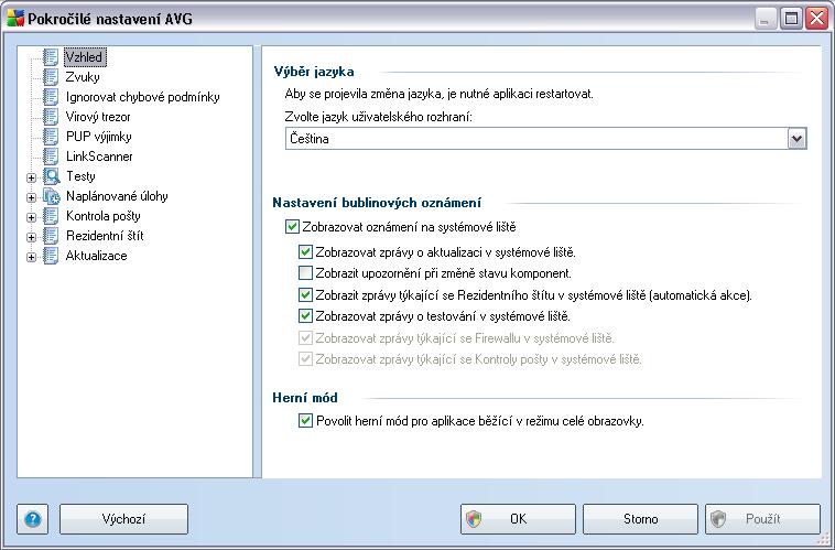 8. Pokročilé nastavení AVG Dialog pro pokročilou editaci nastaveni programu AVG 9 Free se otevírá v novém okně Pokročilé nastavení AVG.