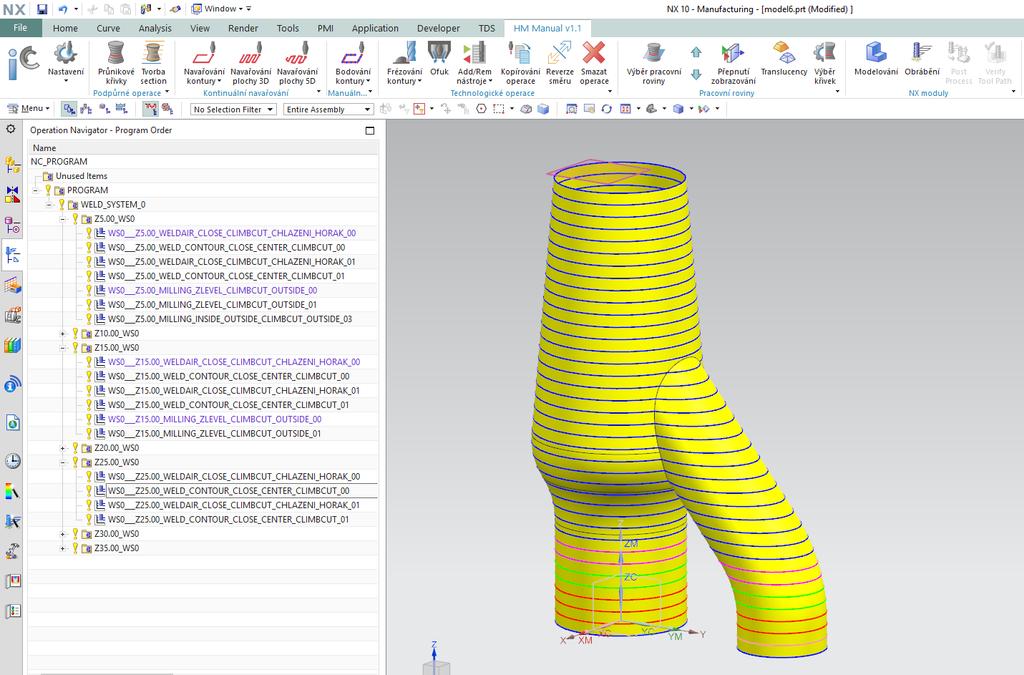 Vlastní vyvíjený CAD/CAM HM modul v systému NX