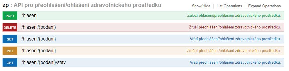 4.1. Hlavní operace API poskytuje čtyři základní CRUD operace pro práci s položkami ohlášení a možnost načtení stavu podání. 4.1.1. Založení ohlášení Operace POST /hlaseni založí ohlášení.