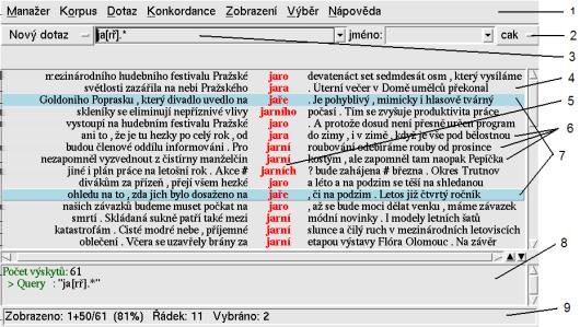 CD ROM Český akademický korpus 2.0 Tabulka 3.9. Přehled nástrojů nástroj popis tipy Bonito korpusový manažer vyhledávání v textech ČAK 2.0 vyhledávání v morfologických anotacích ČAK 2.