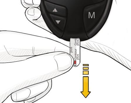 Chcete-li přejít do režimu nastavení, když je glukometr vypnutý, stiskněte a 3 sekundy přidržte tlačítko M.