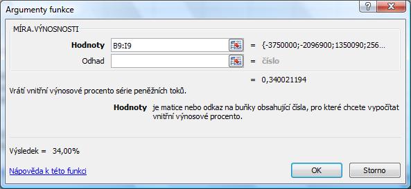 Vnitřní výnosové procento (angl. Internal Rate of Return) spočívá v nalezení diskontní míry, při které se čistá současná hodnota rovná nule (6.