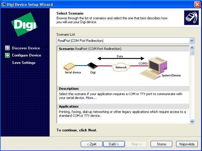 3.5 Instalace ovladače virtuálního portu Po připojení adaptéru do sítě Ethernet a připojení napájení je možno přistoupit k instalaci ovladačů. Dále je popsána instalace pro systém MS Windows XP.