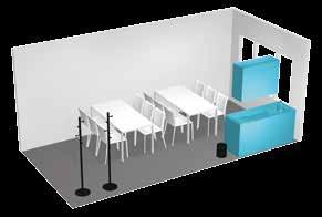 skříňkou nebo při provedení PREMIUM kuchyňská linka dle specifikace projektu B Í L Á 1 koš na papír 2 věšáky MODRÁ 1 stůl pro hosty 2 židle pro hosty 2 stoly 12 jídelních židlí Kancelář