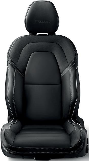 exkluzivním čalouněním v kombinaci perforovaná jemná kůže Nappa v tmavém odstínu Charcoal / textilní materiál v provedení
