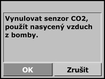 Pokud je na přístroji nainstalován senzor kyslíku, je v průběhu nulování provedena kalibrace přístroje. Po dokončení procesu nulování jsou výsledky zobrazeny na displeji.