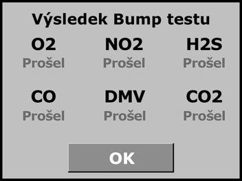 vteřin (možno nastavit uživatelem v konfiguračním menu), aby byla nárazová zkouška úspěšně dokončena.
