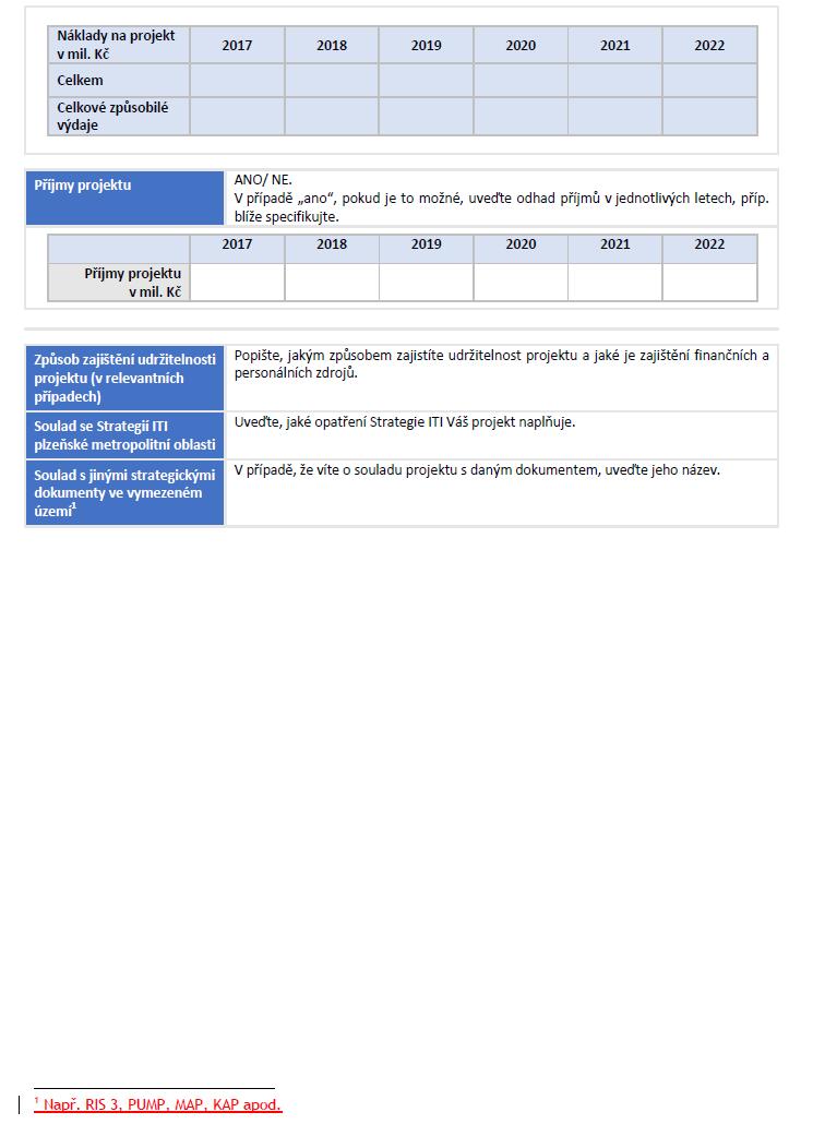 Po oficiálním odeslání projektového záměru na adresu ITI@plzen.eu již není možná konzultace záměru.