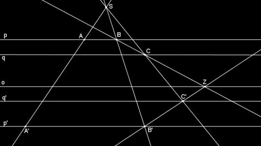 2 Samodružné prvky Ve středové kolineaci nalezneme samodružnou přímku (3.2, str. 18), přímku samodružných bodů (3.2, str. 18) i samodružný bod (3.2, str. 18). Samodružným bodem ve středové kolineaci je střed kolineace S.