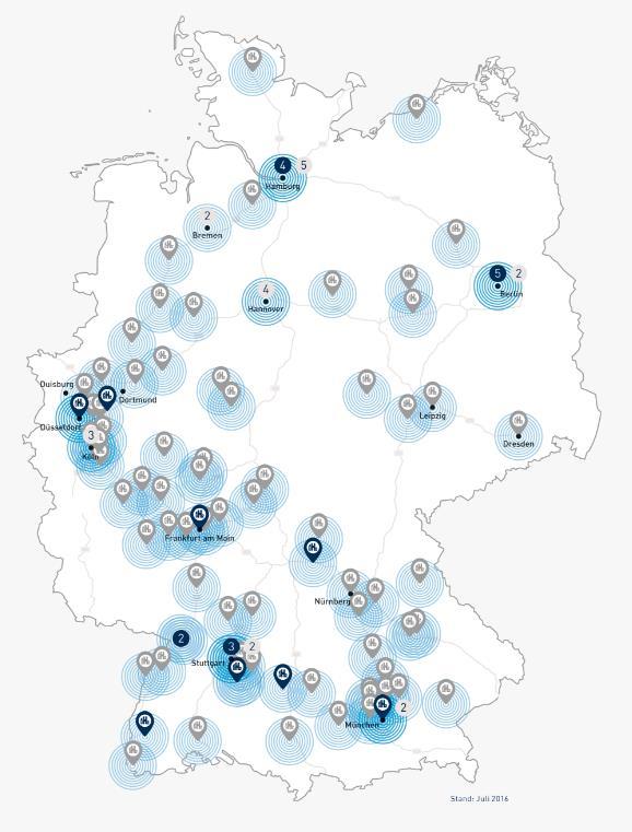 Plán rozvoje plnících stanic v Německu V Německu je