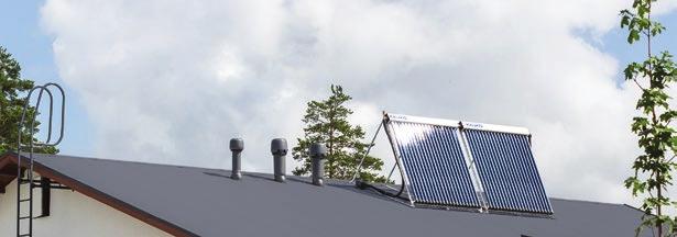 Střešní průchodové prvky pro solární kolektory Průchodový prvek VILPE pro solární kolektory je neprodyšný, bezpečný a pružný výrobek, který je určen pro prostup dvou potrubí pro solární kolektory.