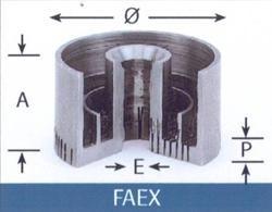 Ocelová sítka pro vyhazovače FAEX Ocelová sítka pro vyhazovače (konická drážka 0, mm.) Obj.číslo Průměr(mm) Výška A(mm) Hloubka drážek P(mm) Počet drážek Ø centr.