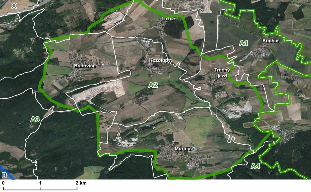 A2 Mořina A2 Mořina Lokalizace okrsku: Typ krajiny: Zemědělská polní s lomy Charakteristika krajinného okrsku: Krajina zejména na území obcí Lužce, Mořina, Bubovice, Vysoký Újezd.