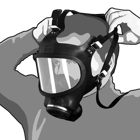 Použití 3 Použití Maska se může nosit buď s použitím popruhů na hrudi nebo v brašně na masku.