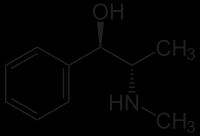 Efedrin alkaloid z tropických keřů čeledě chojníkovitých optické isomery (1R2S, 2R1S), pseudoef.