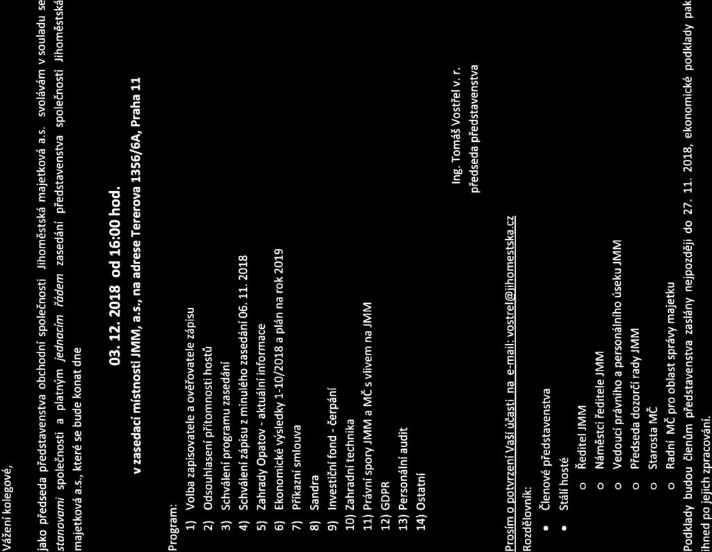 přítomnosti hostů 3) Schválení programu zasedání 4) Schválení zápisu z minulého zasedání 06. 11.