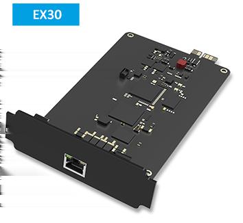 Karta EX08 (max. 3) slouží jako slot pro moduly přidávající porty. Do jedné EX08 karty je možné zasunout až 4 moduly.