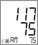 Stiskněte tlačítko M displej zobrazí průměrné hodnoty zvoleného uživatele denních měření provedených mezi 5. a 21. hodinou za posledních 7 dní.