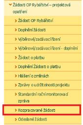 Obrázek 18: Rozpracované žádosti Dále příjemce pokračuje v podání přes tlačítko Pokračovat v podání s elektronickým podpisem, zvýrazněno na obrázku 18.