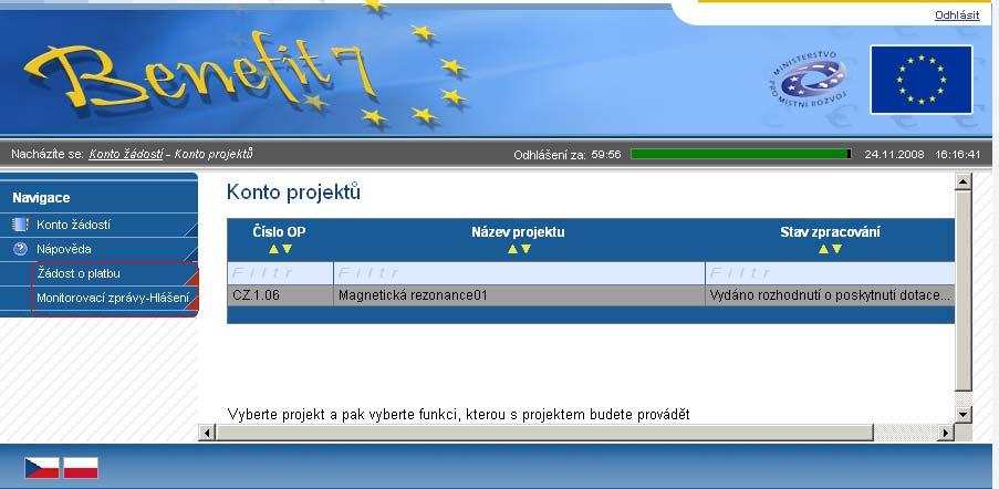 ZÁLOŽKA MONITOROVACÍ ZPRÁVY-HLÁŠENÍ Hlášení/Monitorování Po aktivování záložky, klikne příjemce na pole Načíst data z Monit7+.