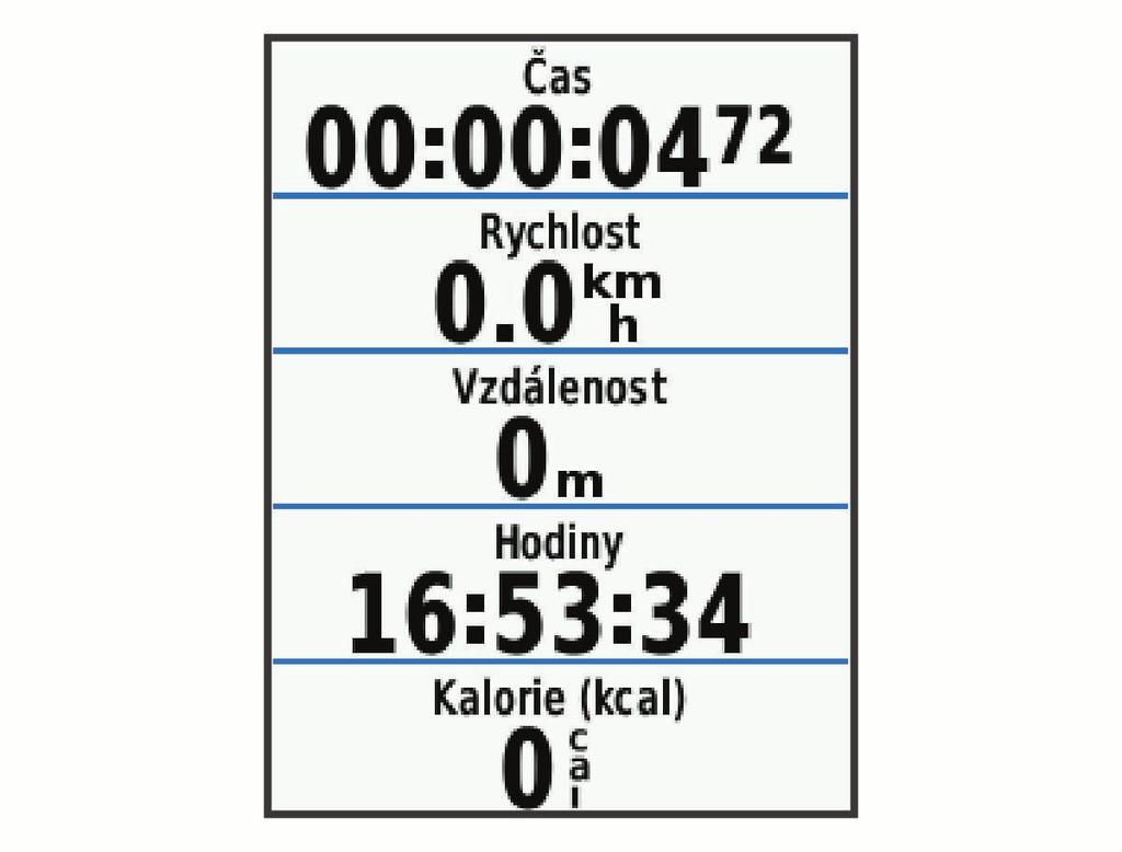 1 Podržením tlačítka zařízení zapněte. 2 Jděte ven a počkejte několik minut, než zařízení vyhledá satelity. Když je zařízení připraveno, pruhy označující sílu signálu zezelenají.