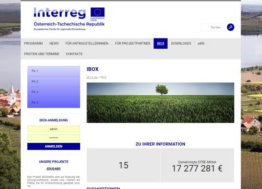 Databáze ibox představuje pro příjemce prostředků z EFRR v rámci našeho programu prostor pro