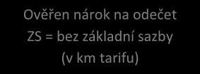 spoj Ověřen nárok na odečet ZS = bez základní sazby (v km tarifu)