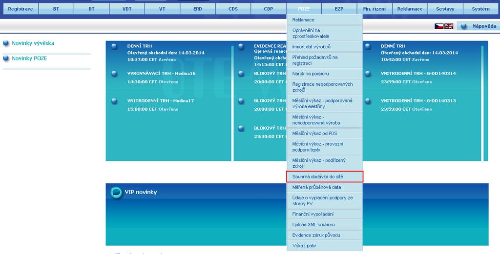 14 Souhrnná dodávka do sítě Tento formulář je přístupný z menu POZE Souhrnná dodávka do sítě. Přístup na něj mají POZE výrobci, zprostředkovatelé výrobce, osoby distributora.