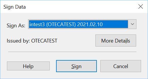 Pokud budou data zadána správně, objeví se dialog pro výběr elektronického podpisu. Pokud vlastníte pouze jeden certifikát, bude zde přednastaven.