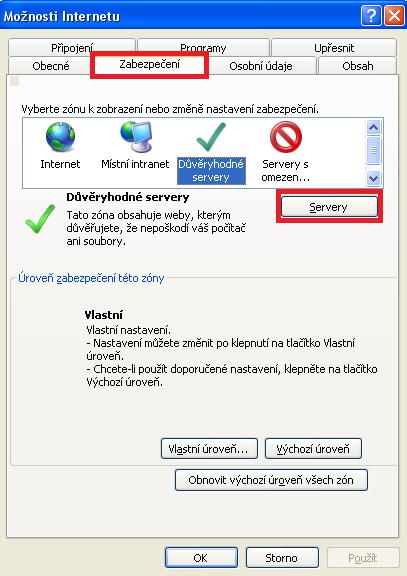 4.2.3 Kontrola povolení ActiveX komponent Pro korektní funkci všech modulů CS OTE je nutné zkontrolovat, popř.