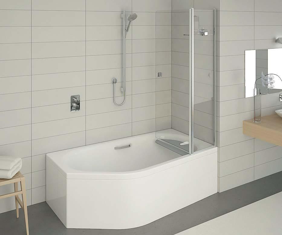 maximální prostor a jako jediná na trhu přináší pohodlnou koupel i do menších koupelen!