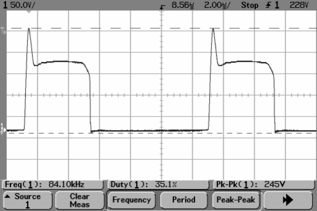 21 Obrázek 2: Průběh napětí U ce při použití diod IDH15S120 a zatížení měniče 16 kw(převzato z [4]) 2.3.