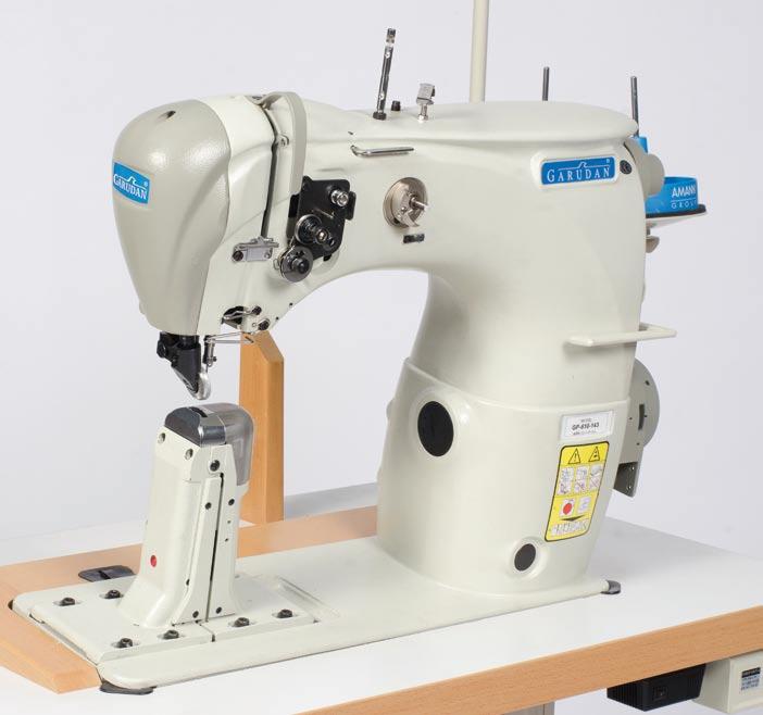 o Typ GP - 510-143 GP - 510-443 Line post bed single needle machines with upper driven roller, needle and lower circular feed, and standard or large capacity hook.