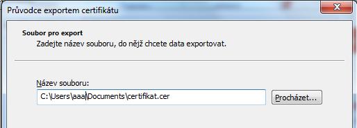 příjmení_jmeno_společnost): Klikněte na tlačítko další 8. Dokončete export pomocí tlačítka dokončit.