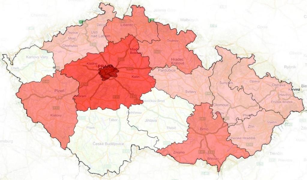 3.5 Rozložení tlumočníků v rámci území České republiky Obr. č.