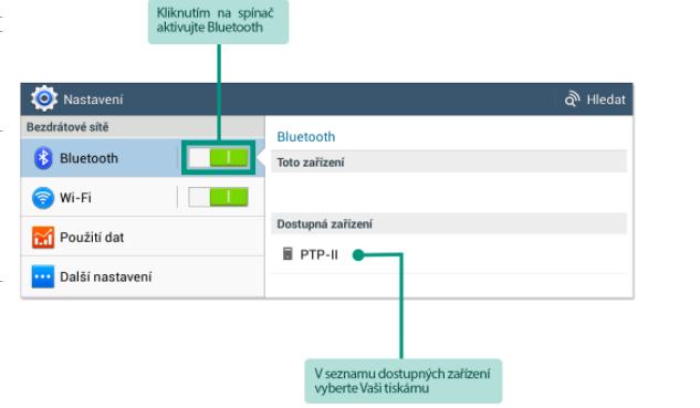 3. Pro spárování s tiskárnou zadejte PIN (typ Cashino PTP-II: 0000) a klikněte na