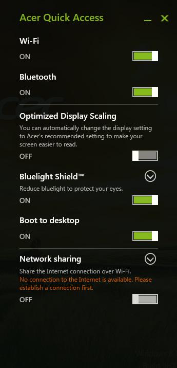 38 - Acer Bluelight Shield A CER BLUELIGHT SHIELD Acer Bluelight Shield lze povolit, pokud chcete omezit emise modrého světla z obrazovky kvůli ochraně zraku.