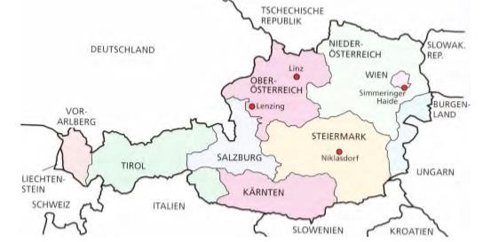 Obr. 5 Lokalizace monospaloven na TAP z SKO v Rakousku Zdroj: Stephanie Thiel: Ersatzbrennstoff-Kraftwerke in Deutschland und Österreich, 2013 V německých monospalovnách se většinou používá spalování