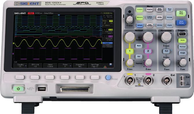DIGITÁLNÍ OSCILOSKOP SIGLENT Řada dvoukanálových osciloskopů s šířkou pásma 100 a 200 MHz Barevný TFT displej s úhlopříčkou 8"(20,32cm), 800x480 Spouštění a dekódování (opt.