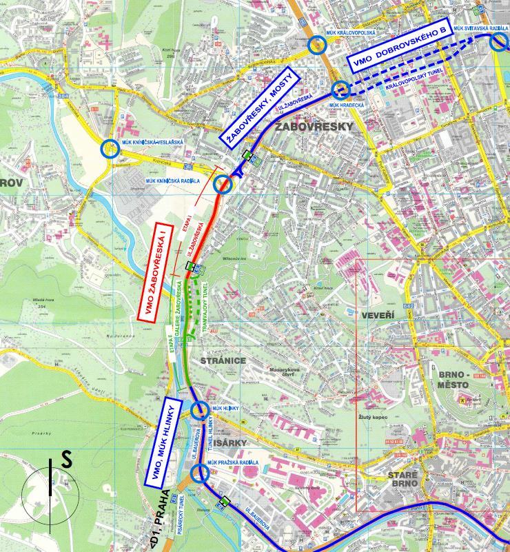 I/42 Brno VMO Žabovřeská I., etapa I. Zadáním projektu bylo především: Realizace IM přípravy, realizace a skutečného provedení stavby.