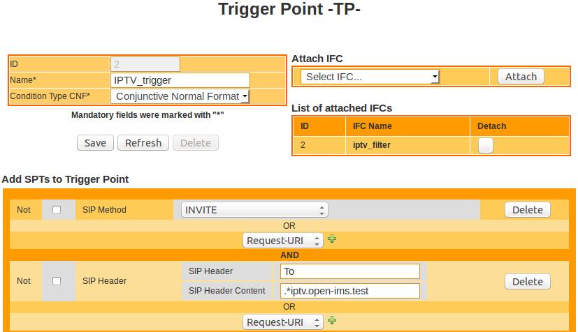 nový aplikační server (Services/Application Servers - Create), spouštěcí podmínku (Trigger Point),