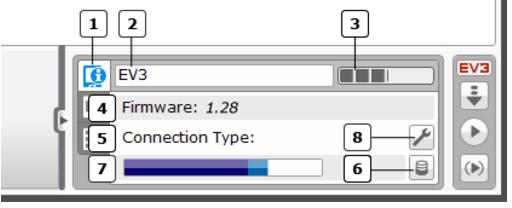 Battery Level: Indicates how much power is left in your battery. Firmware Version: The current version of firmware your EV3 is running.